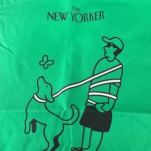 New Yorker Green Tote Bag with Dog Design